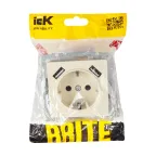 BRITE Розетка с заземлением с защитными шторками 16А с USB A+A 3,1А РЮш10-2-БрКр бежевый