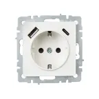 BRITE Розетка с заземлением с защитными шторками 16А с USB A+C 18Вт РЮш11-1-БрЖ жемчуг
