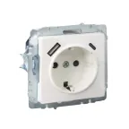 BRITE Розетка с заземлением с защитными шторками 16А с USB A+C 18Вт РЮш11-1-БрЖ жемчуг