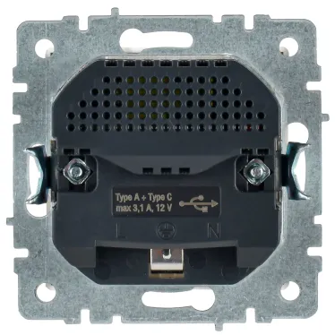 BRITE Розетка с заземлением с защитными шторками 16А с USB A+C 18Вт РЮш11-1-БрБ белый