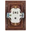 Розетка Intro Plano 1-205-10 с заземлением двойная 2X2P+E Schuko, 16А-250В, IP20, СУ, венге