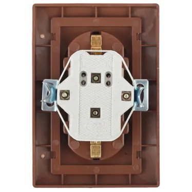 Розетка Intro Plano 1-205-10 с заземлением двойная 2X2P+E Schuko, 16А-250В, IP20, СУ, венге