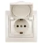 Розетка Intro Plano 1-203-02 с заземлением 2P+E Schuko с крышкой, 16А-250В, IP20, СУ, слоновая кость