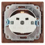Розетка Intro Plano 1-202-10 с заземлением 2P+E Schuko, 16А-250В, IP20, СУ, венге