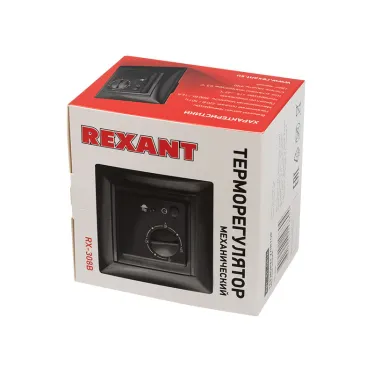 Терморегулятор механический RX-308B черный (совместим с Legrand серии Valena), REXANT