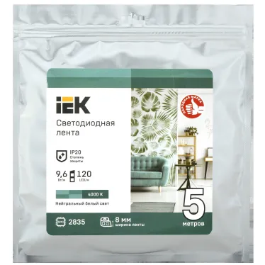 Лента светодиодная 5м LSR-2835NW120-9,6-IP20-12В IEK