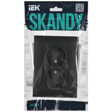 SKANDY Розетка 2-местная без заземления с защитными шторками 10А в сборе SK-R09G графит IEK