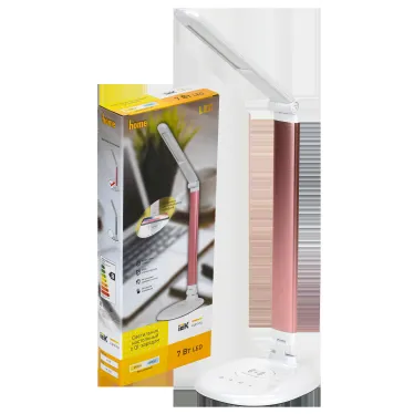 LIGHTING Светильник светодиодный настольный 2010 7Вт на подставке QI-заряд розовый IEK