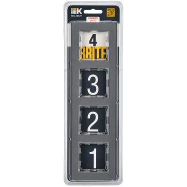 BRITE Рамка 4 поста РУ-4-2-БрСе стекло сер.