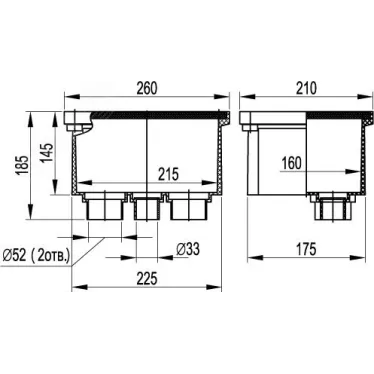 Колодец смотровой переходной с крышкой для двустенных труб 225х175х145