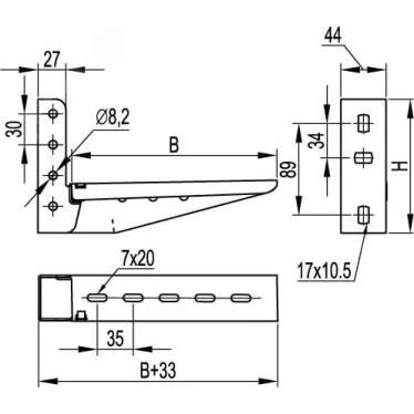 Консоль с опорой ML 100 мм