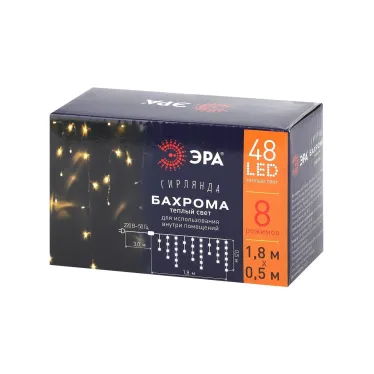 ENIB-01B Гирлянда LED Бахрома 1,8х0,5 м теплый свет 8 режимов 220V, IP20 (100/800)