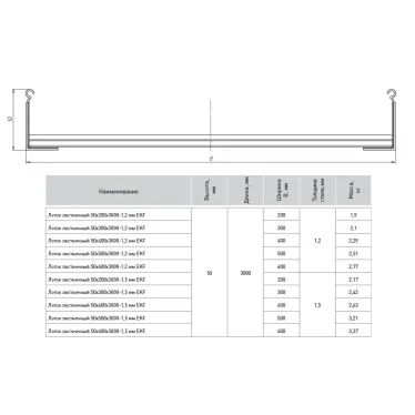 Лоток лестничный 50х200х3000-1,2 мм, HDZ