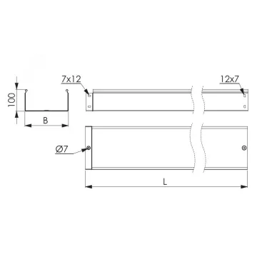 Лоток 600х100 L 3000 толщ. 1,5 мм, горячеоцинкованный