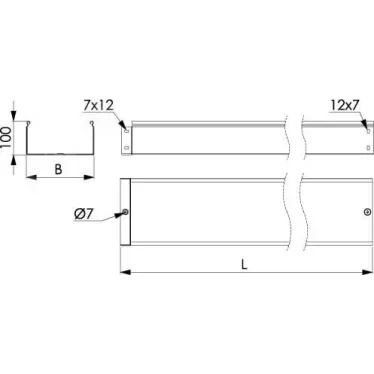 Лоток неперфорированный 150х100 L-3000мм толщина 1.0мм горячеоцинкованный