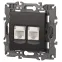 Розетка 2хRJ45, Эра Elegance, антрацит, 14-3108-05