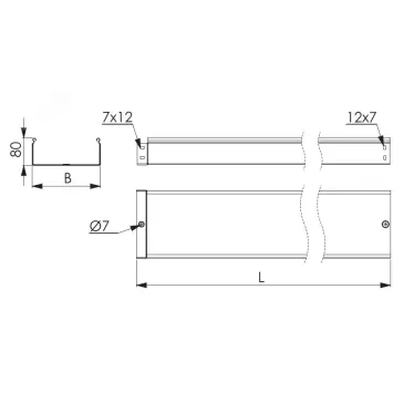 Лоток 600х80 L 3000 толщ. 1,5 мм, горячеоцинкованный