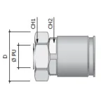 Муфта металлорукав DN-35-жесткая труба D-40мм IP66/IP67 нержавеющая сталь AISI 316L