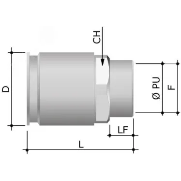 Муфта труба-коробка D-40мм IP66/IP67 М40х1.5 внутренняя резьба нержавеющая сталь AISI 316L