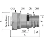 Муфта металлорукав-коробка DN 10 с уплотнением кабеля IP68 М16х15 D-5 - 9мм
