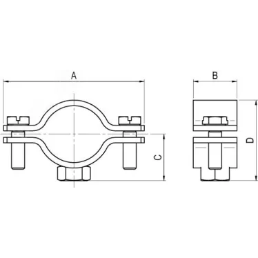 Хомут для тяжелых нагрузок 32-36мм (1` ) M8 нержавеющая сталь AISI 316L
