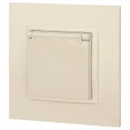 Розетка 2P+E Schuko со шторками с крышкой, 16А-250В, Эра Elegance, сл.кость, 14-2103-02