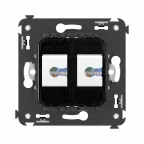 Avanti Компьютерная розетка RJ-45 без шторки в стену, кат.6 двойная Черный квадрат