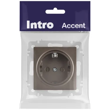 Розетка Intro Accent 6-202-08 2P+E Schuko, 16А-250В, IP20, СУ, бронза