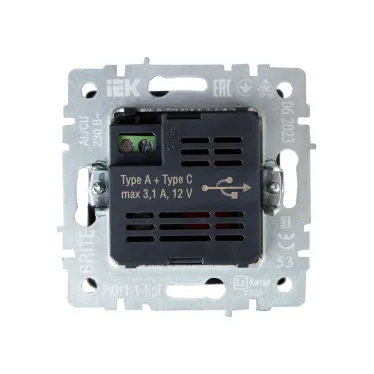 BRITE Розетка USB A+C 18Вт РЮ11-1-БрГ графит