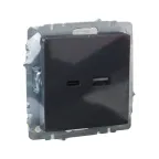 BRITE Розетка USB A+C 18Вт РЮ11-1-БрГ графит