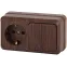 Блок розетка с выключателем Intro Quadro 2-702-10 двойным горизонтальный 10(16)А-250В, IP20, ОУ, венге