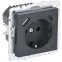 BRITE Розетка с заземлением с защитными шторками 16А с USB A+C 18Вт РЮш11-1-БрГ графит