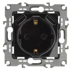 Розетка 2P+E 16A-250В, штор. с 2xUSB 5В-3А, Эра12, чёрный (10/100/2000) 12-4109-06