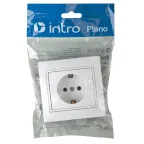 Розетка Intro Plano 1-202-01 с заземлением 2P+E Schuko, 16А-250В, IP20, СУ, белый