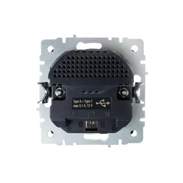 BRITE Розетка с заземлением с защитными шторками 16А с USB A+C 18Вт РЮш11-1-БрГ графит