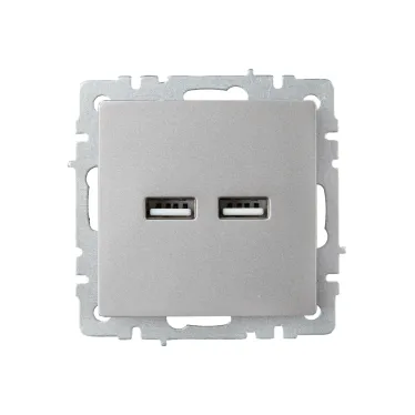 BRITE Розетка USB A+A 3.1А РЮ10-1-БрС сталь