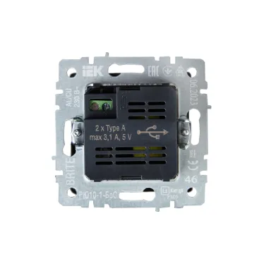 BRITE Розетка USB A+A 3.1А РЮ10-1-БрС сталь