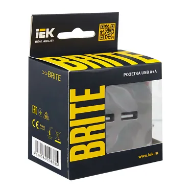 BRITE Розетка USB A+A 3.1А РЮ10-1-БрС сталь