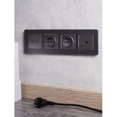 BRITE Розетка USB A+A 3.1А РЮ10-1-БрС сталь