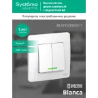 BLANCA скрытой установки двухклавишный выключатель (cх.5) с подсветкой, 6а, 250в, белый