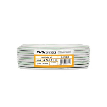 Кабель коаксиальный PROconnect SAT 703B, 75 Ом, CCS/Al/Al, 75%, бухта 20м, белый