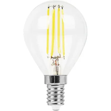 Лампа светодиодная LB-52 (7W) 230V E14 4000K филамент G45 прозрачная | 25875 | FERON