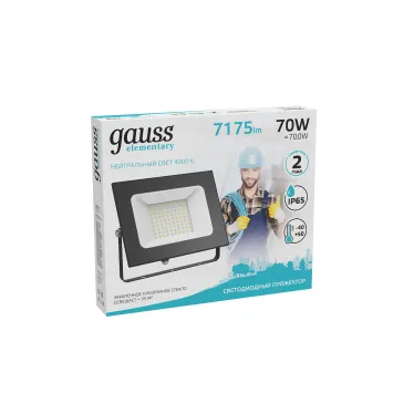 Прожектор светодиодный ДО 70 Вт 6295 лм 4000К AC 220В IP65 140х208х30мм Elementary G2 Gauss