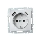 BRITE Розетка с заземлением с защитными шторками 16А с USB A+C 18Вт РЮш11-1-БрА алюминий