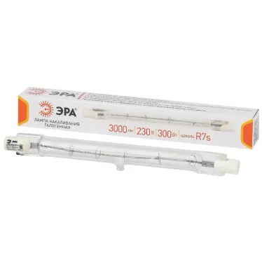 Лампа галогенная линейная  J118-300W-R7s-230V (галоген, J118, 300Вт, нейтр, R7s) (10/500/18000) | Б0048494 | ЭРА
