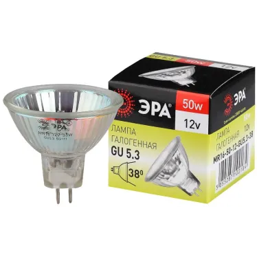 Лампа светодиодная GU5.3-MR16-50W-12V-CL (галоген, софит, 50Вт, нейтр, GU5.3) (10/200/4800) | Б0051798 | ЭРА