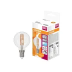                  Лампа светодиодная филаментная LED STAR Classic P 5W, прозрачная колба, Е14 LSCLP60D 5W/840 230V FIL E14 10X1RU | 4058075230446 | Osram
               