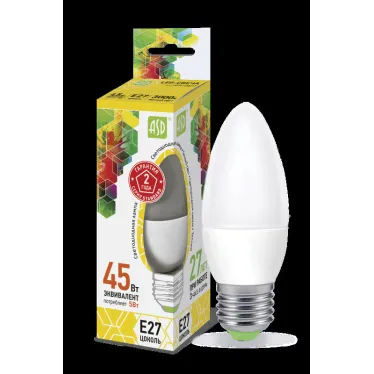 Лампа светодиодная LED-СВЕЧА-standard 5Вт 230В Е27 3000К 450Лм | 4690612003900 | ASD