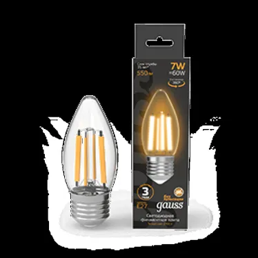 Лампа светодиодная Filament Свеча 7W 550lm 2700К Е27 LED 1/10/50 | 103802107 | Gauss