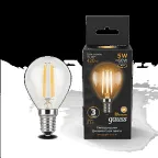                  Лампа светодиодная LED 5Вт E14 220В 2700К шар | 105801105 | Gauss
               